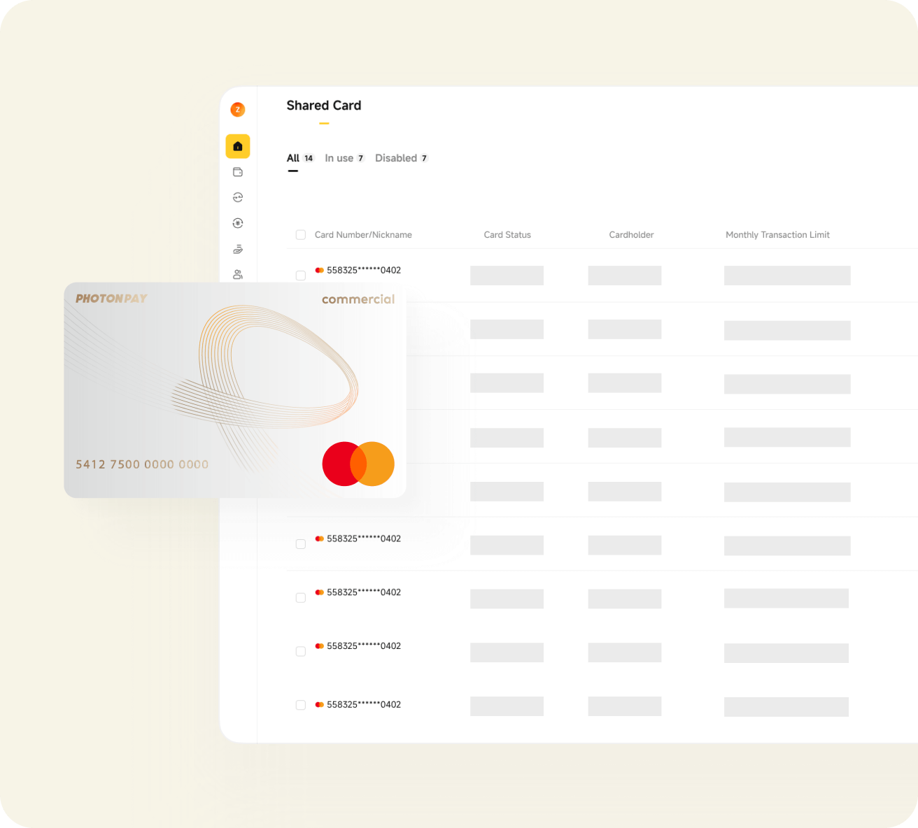 Flexible card controls